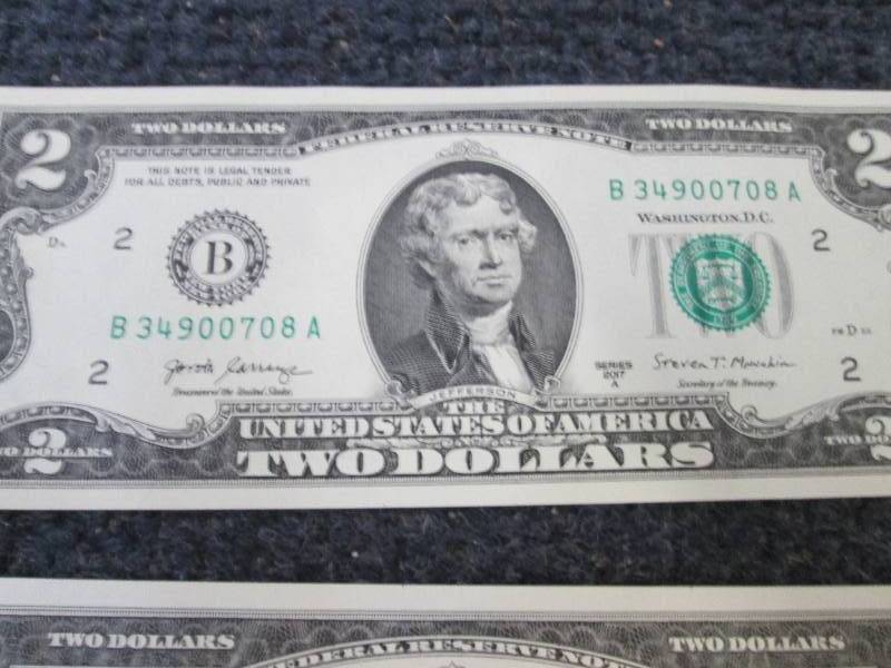 6- Sequential Uncirculated $2 Bills...