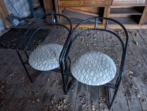 Pair of metal frame upholstered cha...