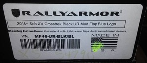lot 16 image: Rallyarmor 2018  Crosstrek Mud Flap Set.