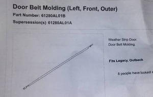 lot 64 image: Door Belt Legacy Molding Left Front Outer Weatherstrip.