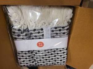 KK 50x60 Rivet Black and White Throw Blanket
