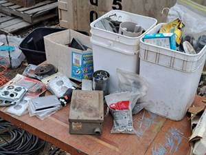 lot 715 image: Lot of  Misc. Electrical Supplies - Boxes, Face Plates, Covers, Fixtures, Connectors