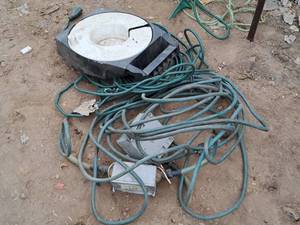 lot 718 image: Custom Power Cord - Extension Cord, Cord Reel and Light Fixture