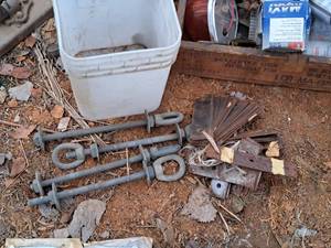 lot 742 image: Lot of (1 Bucket) Assorted Hardware - Tie-Down Bolts, 2x8 Mounts