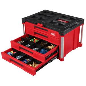 lot 4 image: Milwaukee PACKOUT 4-Drawer Tool Box  Toolbox - Model 48-22-8444 - New in Box