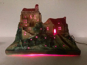Vintage 1930s era Light Chalkware Castle Lamp
