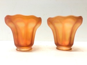 Matching Pair of Vintage Iridescent Glass Lamp Shades