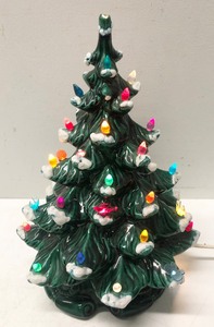 Vintage Green Ceramic Lighted Christmas Tree