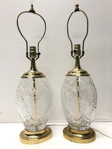 Quality Pair of Vintage Cut Crystal DRESDEN Table Lamps