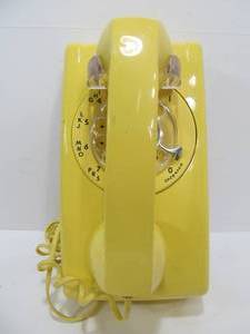 Very Cool Vintage Yellow Rotary Dial Wall Telephone
