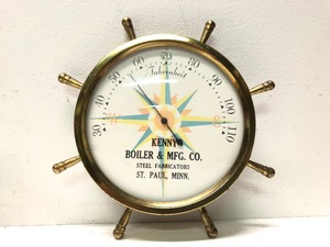 2 Vintage Nautical Ships Wheel Advertising Barometers
