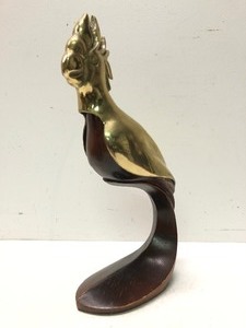 Very Cool Brass on Wood Bird Sculpture