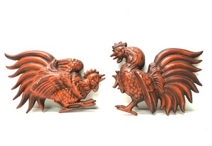 1960s era Cast Metal Fighting Rooster Wall Sculptures