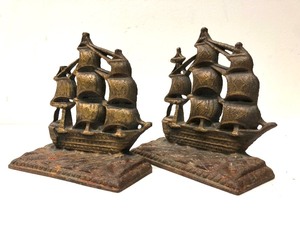 Set of Antique Cast Iron USS CONSTITUTION Ship Bookends