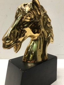 Vintage Brass Horsehead Statue
