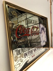 LARGE Vintage COCA COLA Advertising Mirror Sign
