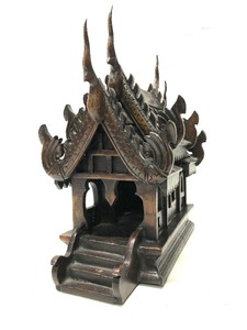 Carved Wood Thai Spirit House&nbsp
