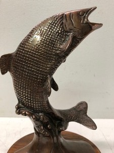 Vintage Bronze Jumping SalmonTrout Sculpture