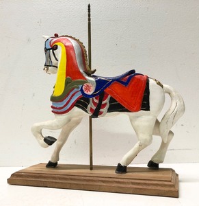 Hand Carved Painted Wood Carousel Horse Statue