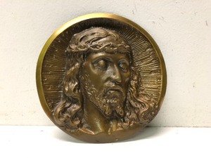 Heavy Old Vintage Brass or Bronze Religious Wall Plaque