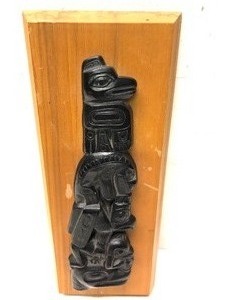 Vintage Northwest Coast Totemic Carving on Wood Mount