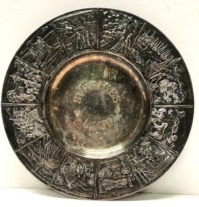 Vintage Swedish Embossed Metal Wall Plaque or Tray