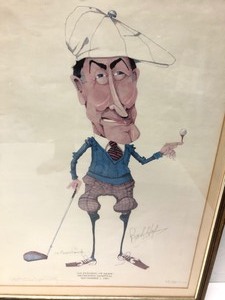 Signed Vintage 1981 Comic Style Golfer Print - Signed by Bob Hope