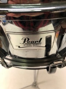 Very Nice PEARL Steel Shell Snare Drum wStand