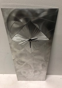 Very Cool Signed Working Sculptural Brushed Metal Wall Clock by Jon Allen