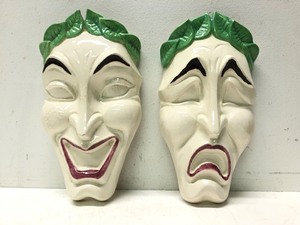 Mid Century 1960 Jamar Mallory Ceramic Theater Face Wall Pockets
