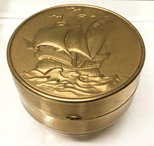 Vintage German Brass Travel Clock wNautical Ship Case