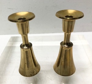 Pair of small DANSK Denmark Mid Century Brass Candle Stands