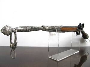 Ornate TurkishOttoman Filigree Decorated Flintlock Non-Firing Pistol
