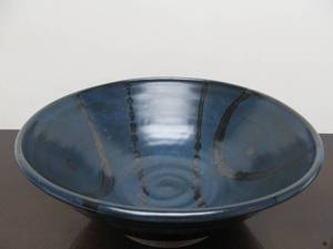 Warren Mackenzie Style Bowl Studio Art Pottery Dark Blue 12
