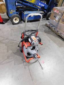 lot 27 image: RIDGID K-400 Drain Cleaning Snake Auger Machine, C-45 IW 12 in. x 75 ft. Cable inside Drum