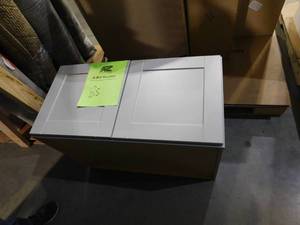 lot 85 image: Hampton Bay Shaker 36 in. W x 24 in. D x 18 in. H Assembled Deep Wall Bridge Kitchen Cabinet in Dove Gray without Shelf