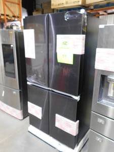 lot 99 image: NEW - Samsung 29 cu. ft. 4-Door Flex French Door Smart Refrigerator in Fingerprint Resistant Black Stainless Steel, Standard Depth