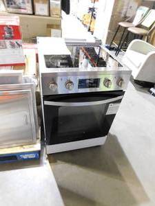 lot 116 image: LANBO 24 in. 4 Element Freestanding Single Oven Electric Range in Stainless Steel with Air Fry, Rotisserie and True Convection