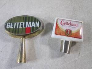 lot 9 image: (FS) 2 Small Gettelman Beer Tap Handles See Photos for Size