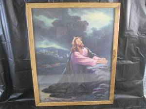 lot 22 image: (A-4) Framed Jesus Print by Vicente Roso 17 14 x 21 14