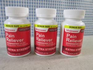 lot 93 image: (EC1) 3 Bottles Extra Strength Pain Reliever 125 Caplets Each
