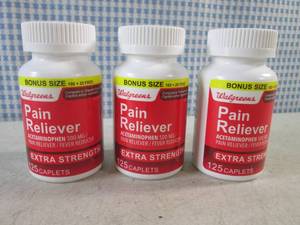 lot 94 image: (EC1) 3 Bottles Extra Strength Pain Reliever 125 Caplets Each