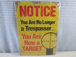 lot 97 image: (EC1) You Are Now A Target Tin Sign Embossed with Rolled Back Edges 12 x 16 34 - New in Wrap