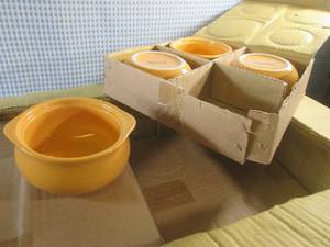 lot 161 image: (EW4) Case of 24 Ventura China Soup Crocks in Peach - 6 Inner Boxes of 4