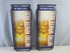 lot 182 image: (FS) 2 Samuel Adams Nitro White Ale Beer Can Tin Bar Signs New 6 14 x 15 12