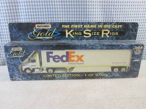 lot 232 image: (C-4) Matchbox Gold Collection FedEx Die Cast Metal 164 Scale 18-Wheeler in Box Limited Edition 1 of 5,000