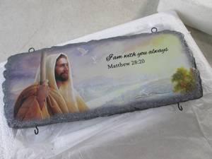 lot 333 image: (CSB) The Bradford Exchange I Am With You Always Plaque from the God Bless This Home Welcome Sign Collection 10 x 4 14