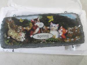 lot 335 image: (CSB) The Bradford Exchange Spring Frolic by Jurgen Scholz Cozy Companions Welcome Sign Collection 10 x 4 14