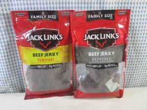 lot 362 image: (B-1) 2 Family Size Jack Links Beef Jerky Teriyaki and Peppered Best by MarJun 2023