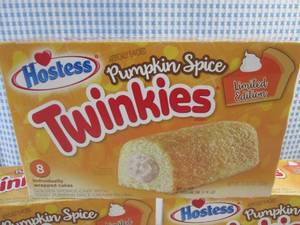 lot 384 image: (C-1) 3 Boxes Hostess Pumpkin Spice Twinkies Best by Nov 2023